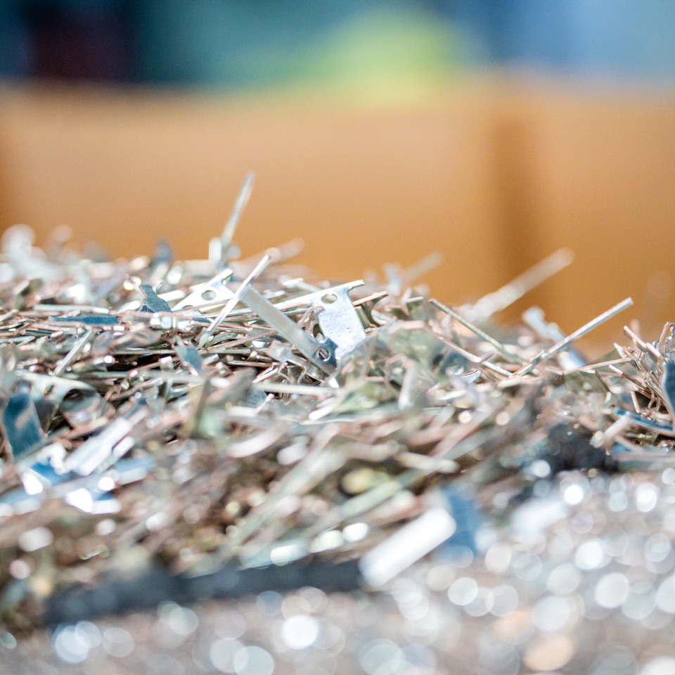 Close-up of tin-plated copper clips