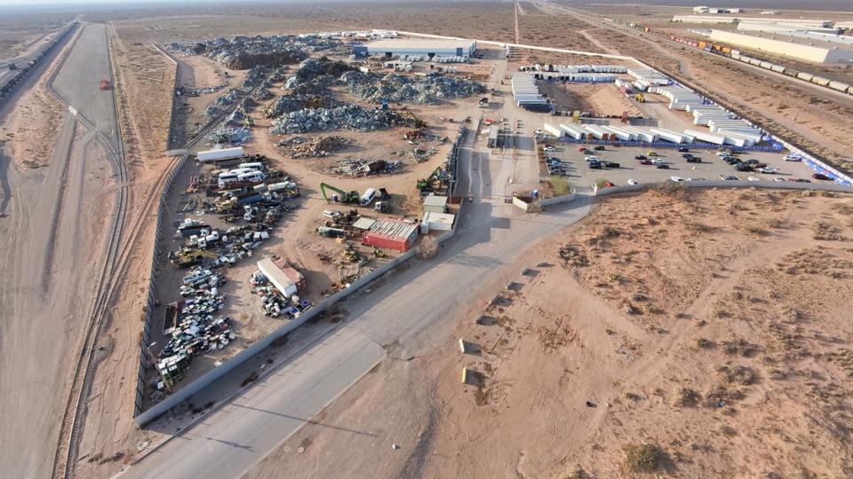 Aerial overview of the Santa Teresa site, yard and warehouse