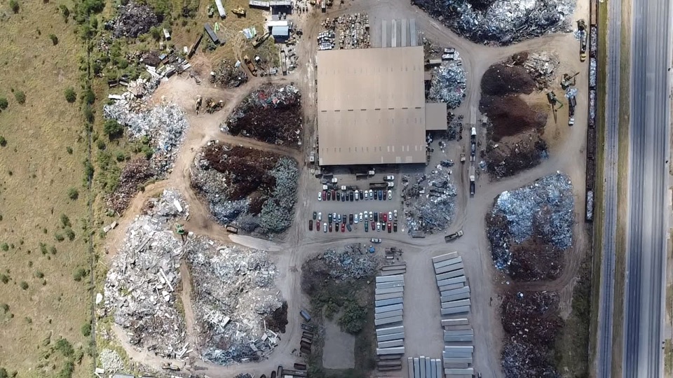 Overhead view of a Rio Grande Valley yard and warehouse