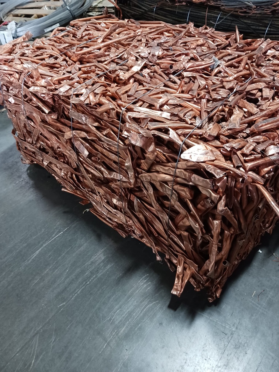 Close-up of a compressed metal bale